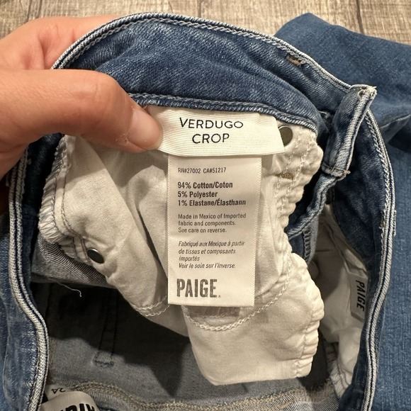 Paige Verdugo Jeans Skinny Mid Rise Cropped Stretch Denim Skinny Forever Size 24 - Picture 8 of 12